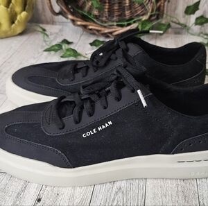 Men’s Cole Haan GrandPro Rally Canvas T-Toe Sneaker, Size 9.5M  Black w White